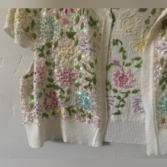 🆕 Sequin Floral Short Sleeve Cardigan - Picture 4 of 8